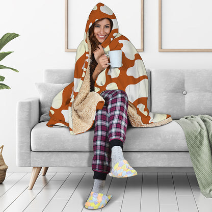 Chocolate And Milk Cow Print Hooded Blanket