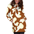 Chocolate And Milk Cow Print Pullover Hoodie Dress