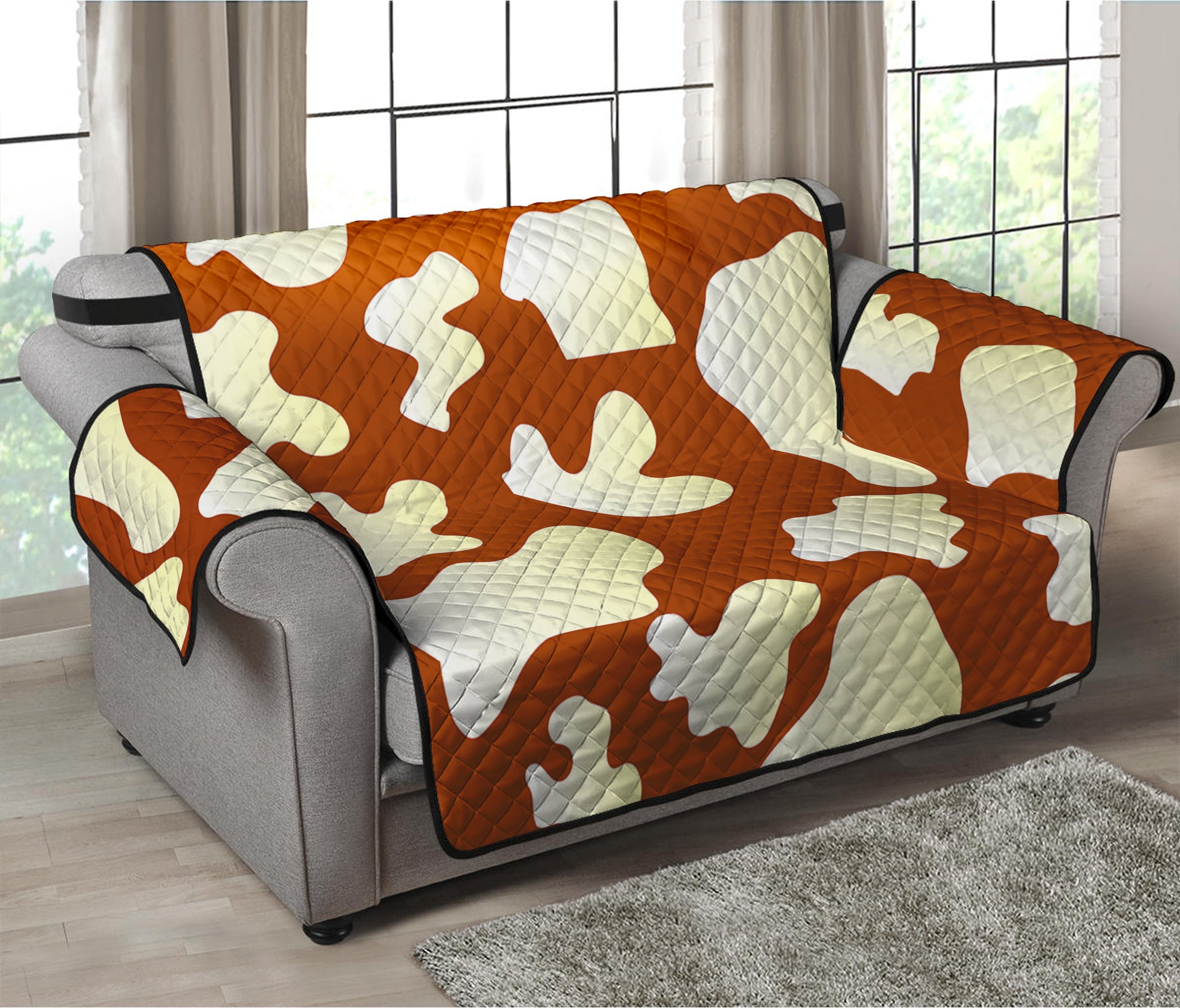 Chocolate And Milk Cow Print Loveseat Protector