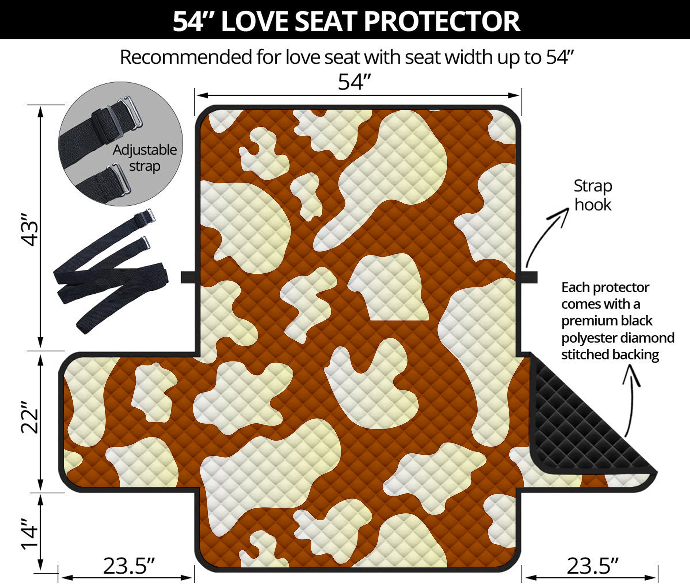 Chocolate And Milk Cow Print Loveseat Protector