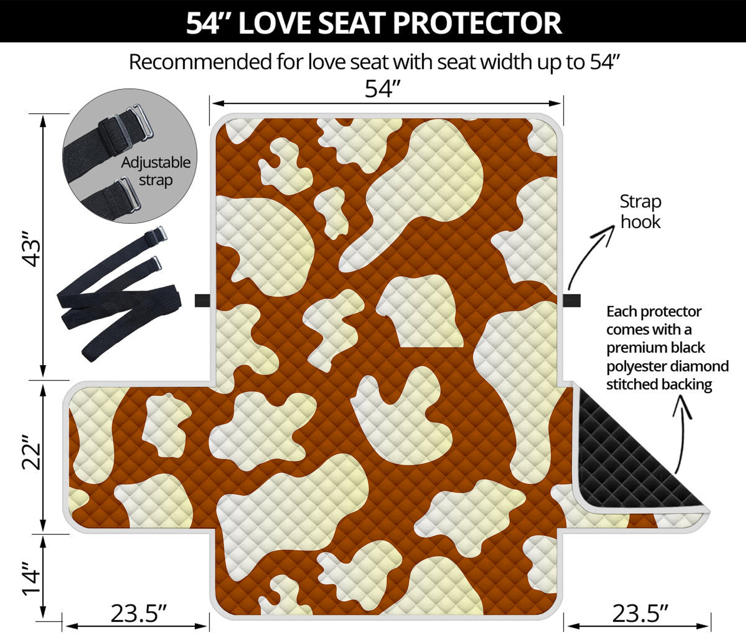 Chocolate And Milk Cow Print Loveseat Protector