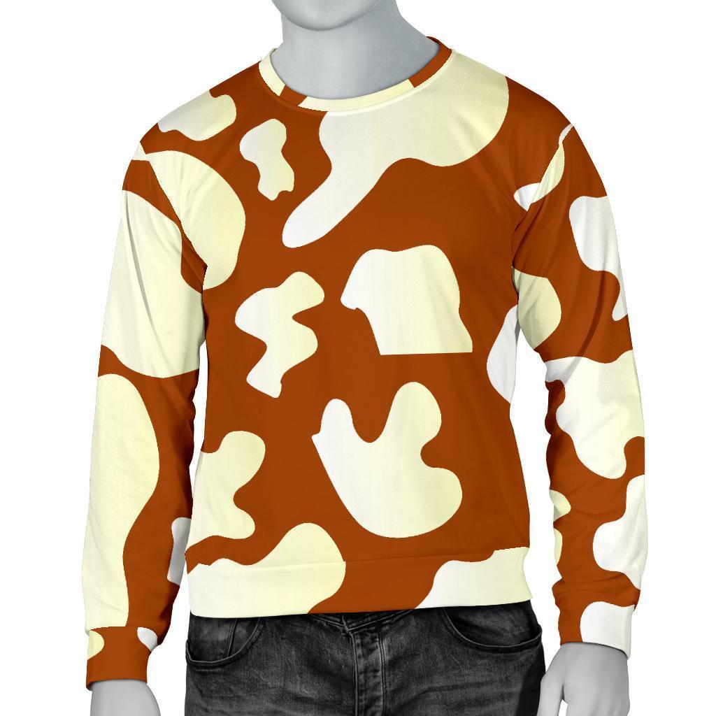 Chocolate And Milk Cow Print Men's Crewneck Sweatshirt GearFrost