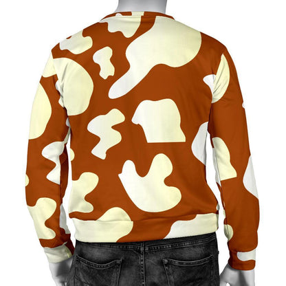 Chocolate And Milk Cow Print Men's Crewneck Sweatshirt GearFrost