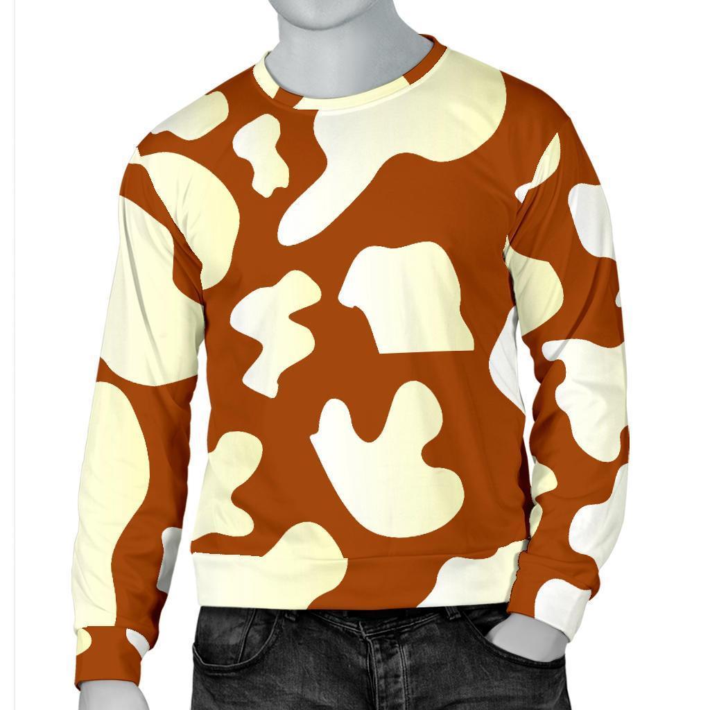 Chocolate And Milk Cow Print Men's Crewneck Sweatshirt GearFrost