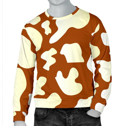 Chocolate And Milk Cow Print Men's Crewneck Sweatshirt GearFrost