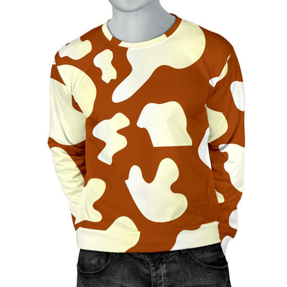 Chocolate And Milk Cow Print Men's Crewneck Sweatshirt GearFrost