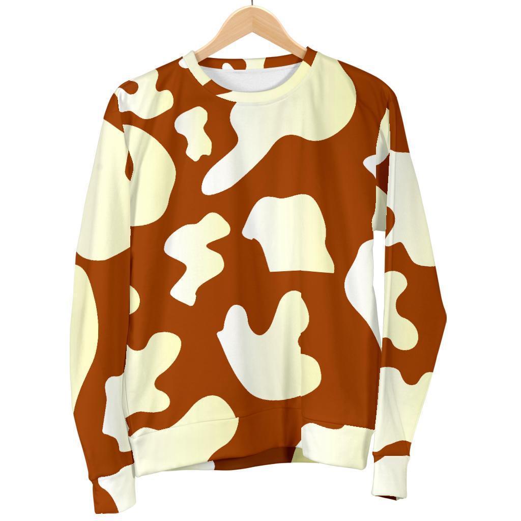 Chocolate And Milk Cow Print Men's Crewneck Sweatshirt GearFrost