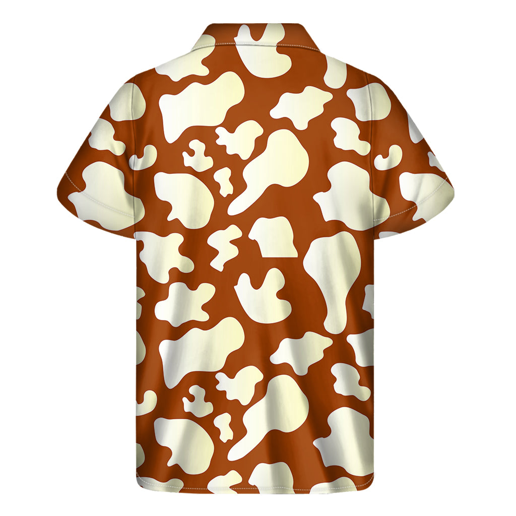 Chocolate And Milk Cow Print Men's Short Sleeve Shirt