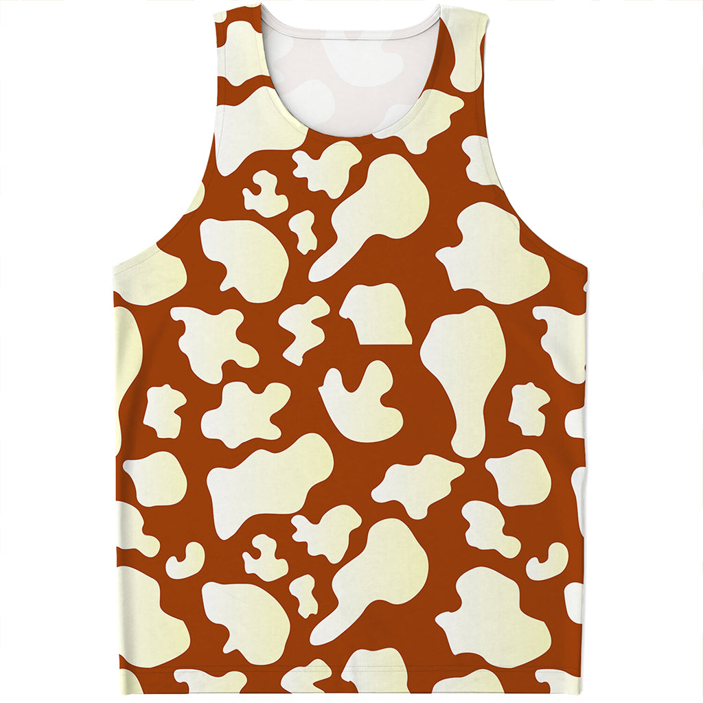 Chocolate And Milk Cow Print Men's Tank Top