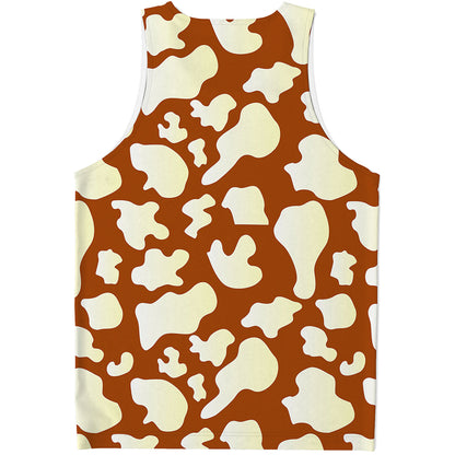 Chocolate And Milk Cow Print Men's Tank Top