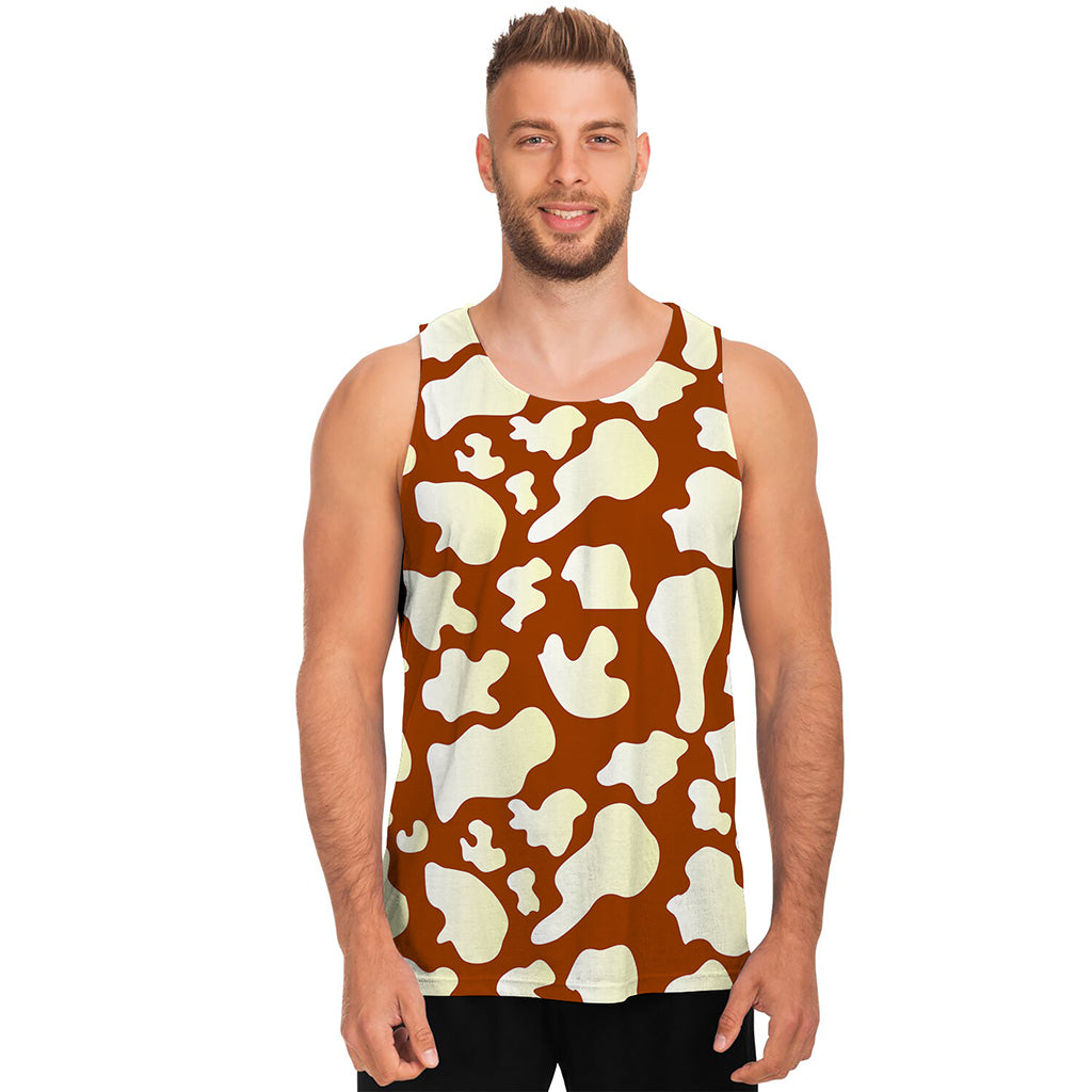 Chocolate And Milk Cow Print Men's Tank Top