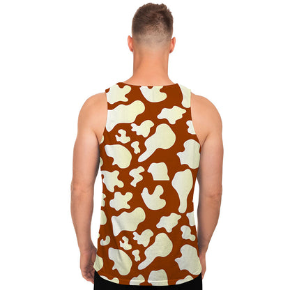 Chocolate And Milk Cow Print Men's Tank Top