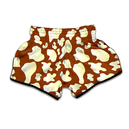 Chocolate And Milk Cow Print Muay Thai Boxing Shorts