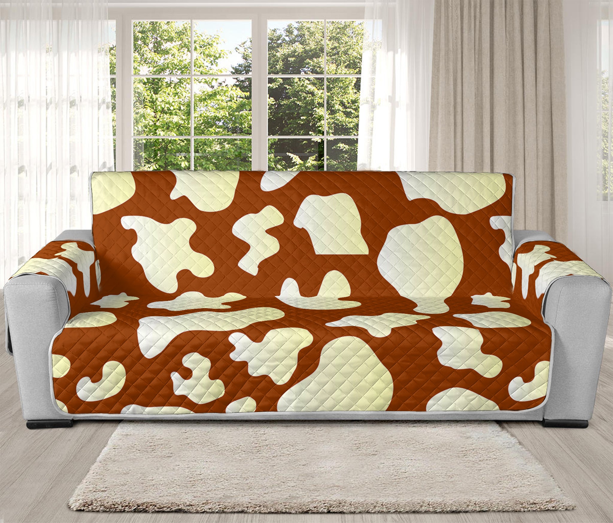 Chocolate And Milk Cow Print Oversized Sofa Protector