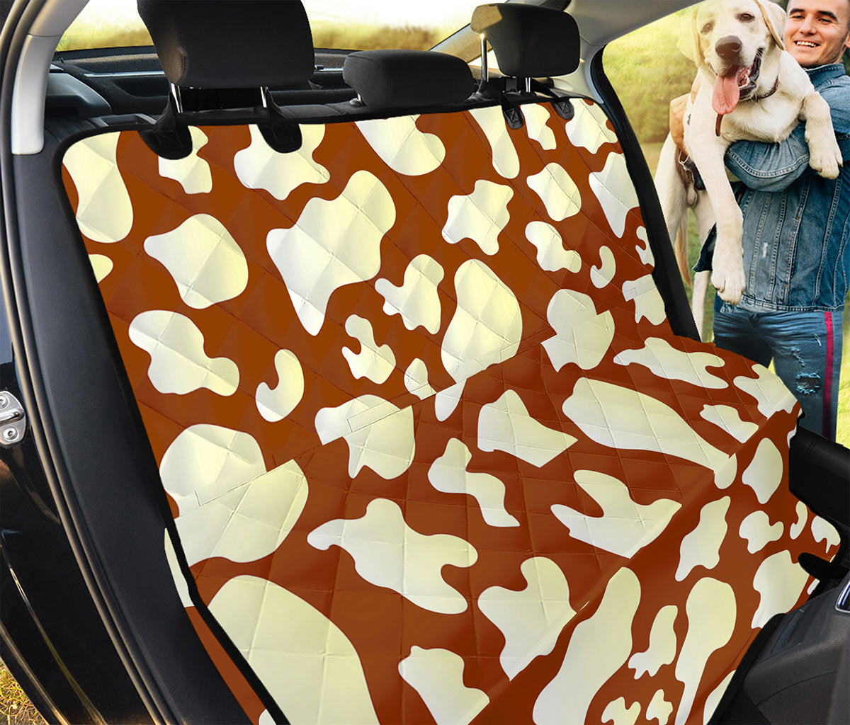 Chocolate And Milk Cow Print Pet Car Back Seat Cover