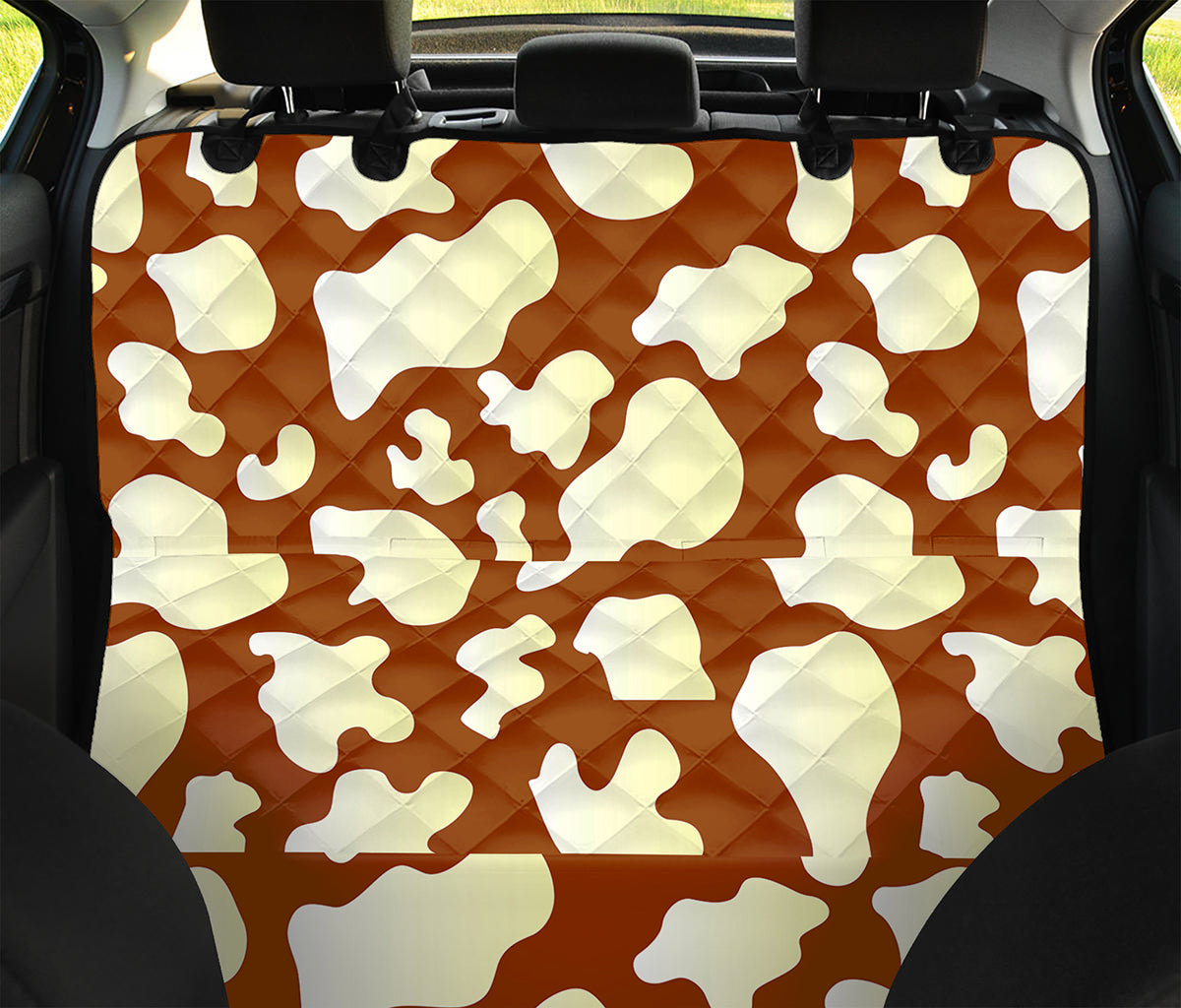 Chocolate And Milk Cow Print Pet Car Back Seat Cover