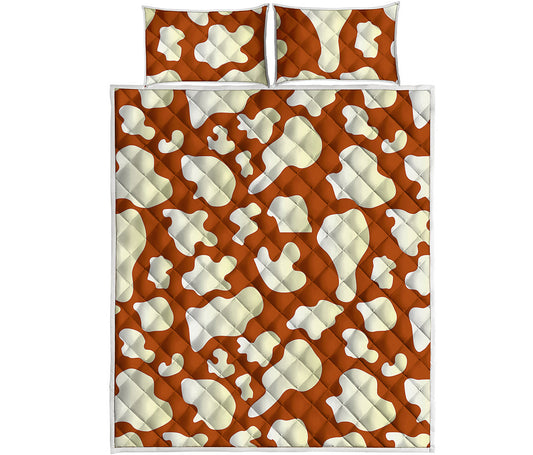 Chocolate And Milk Cow Print Quilt Bed Set
