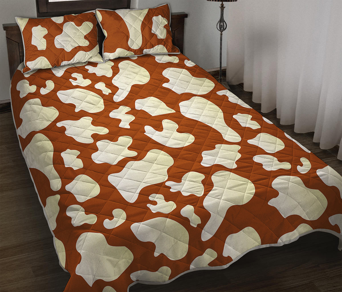 Chocolate And Milk Cow Print Quilt Bed Set
