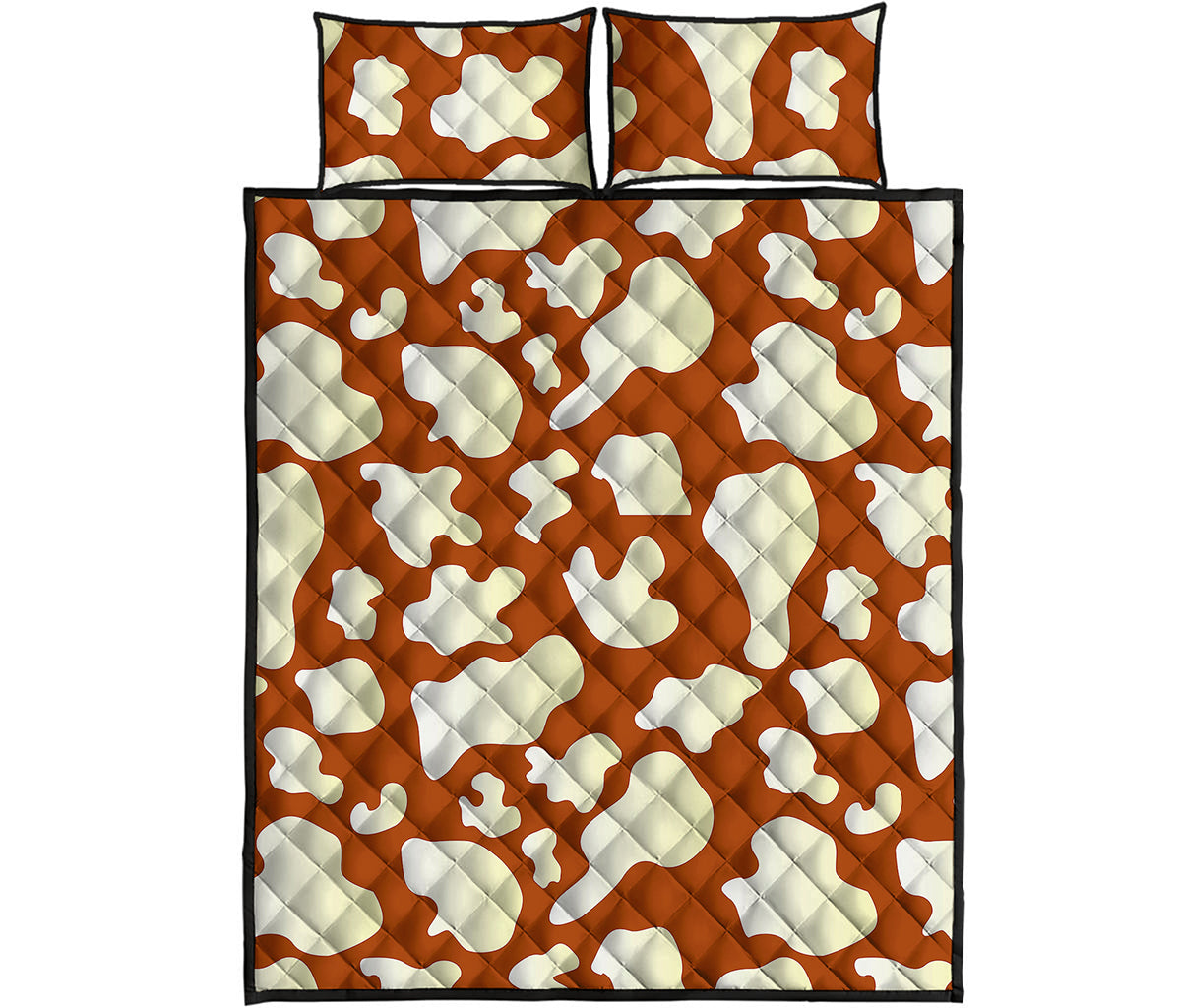 Chocolate And Milk Cow Print Quilt Bed Set