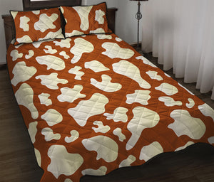 Chocolate And Milk Cow Print Quilt Bed Set