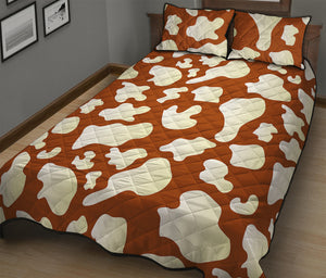 Chocolate And Milk Cow Print Quilt Bed Set