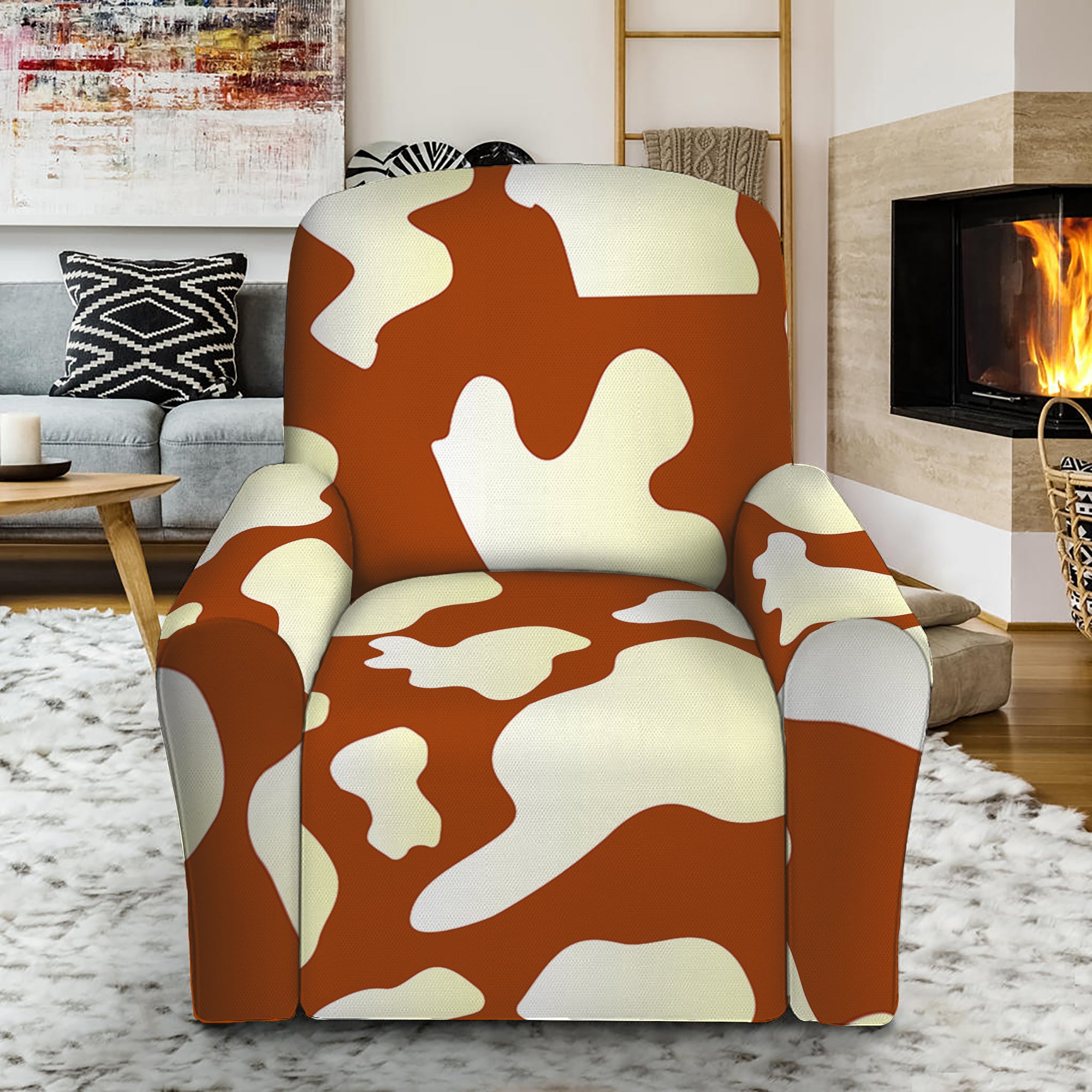 Chocolate And Milk Cow Print Recliner Slipcover