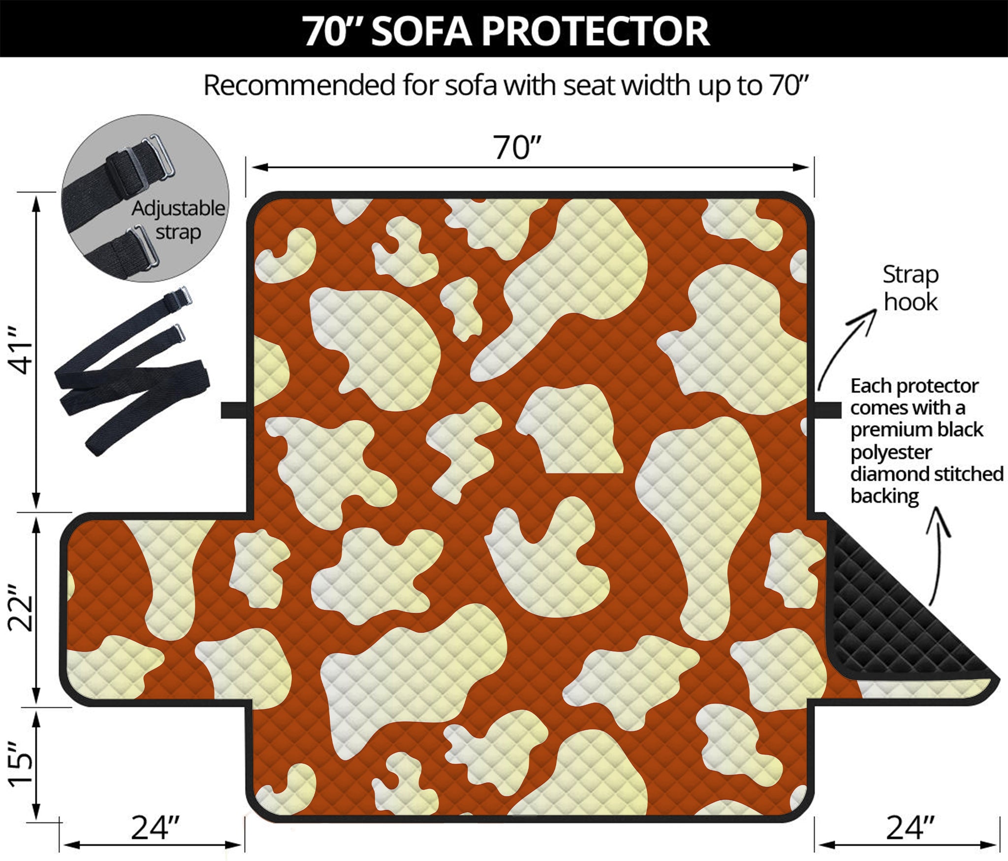 Chocolate And Milk Cow Print Sofa Protector