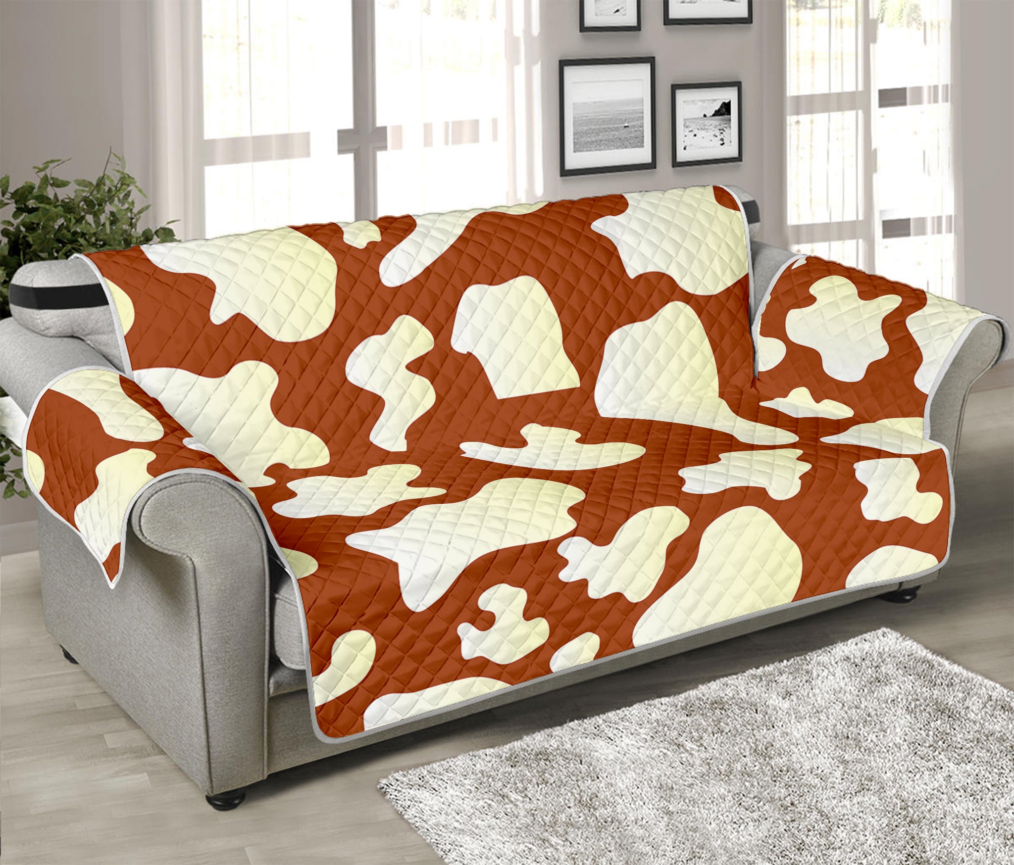 Chocolate And Milk Cow Print Sofa Protector