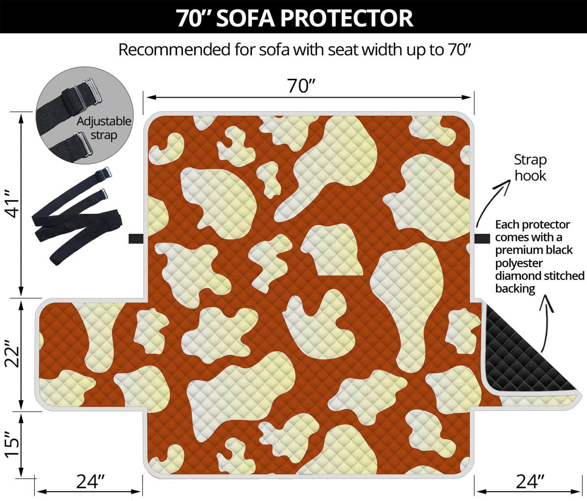 Chocolate And Milk Cow Print Sofa Protector