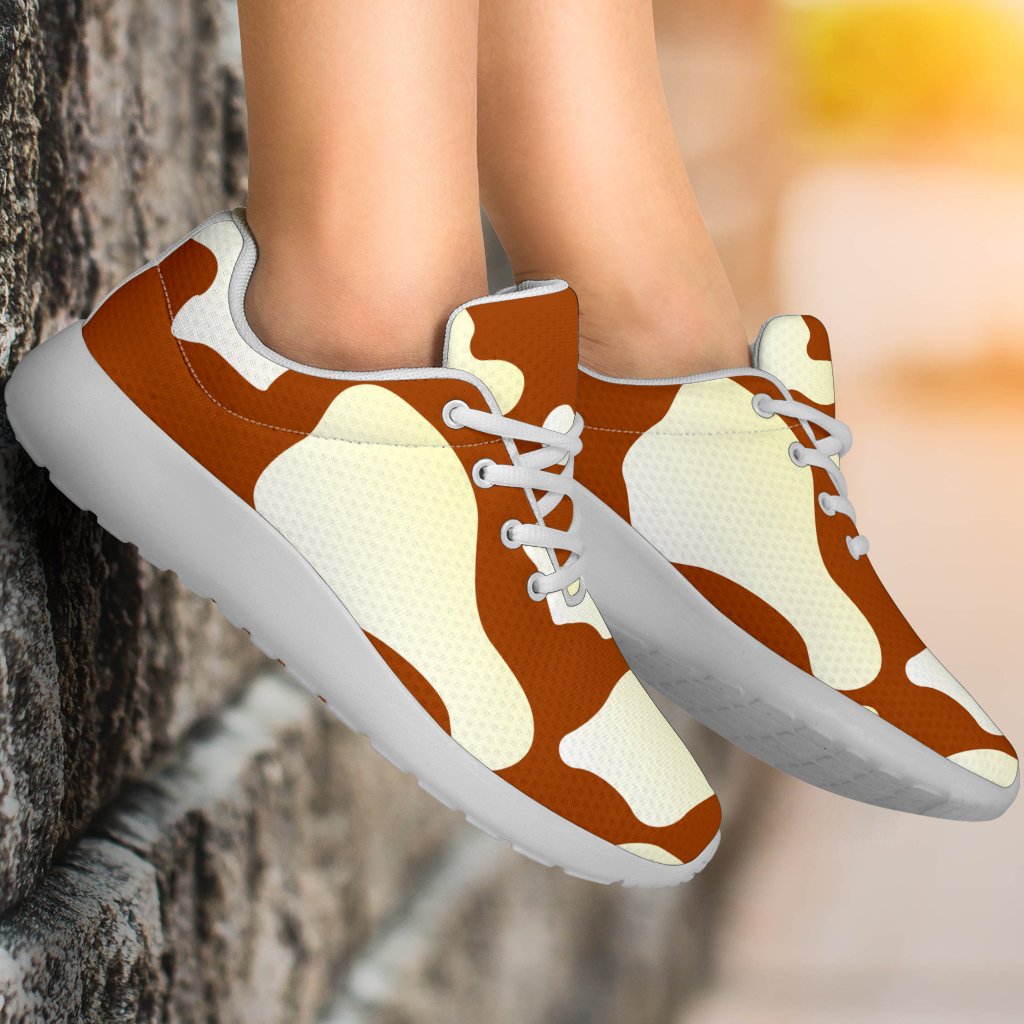 Chocolate And Milk Cow Print Sport Shoes GearFrost
