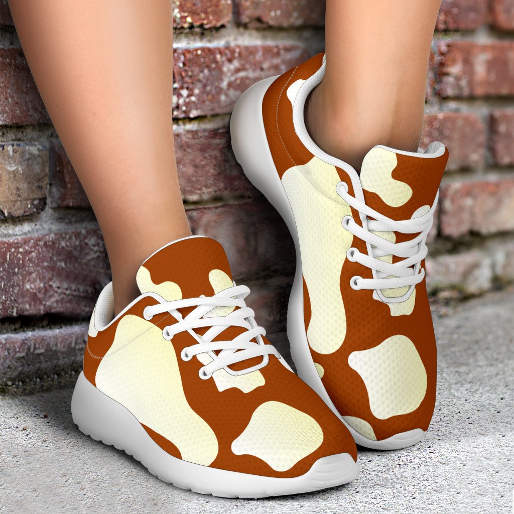Chocolate And Milk Cow Print Sport Shoes GearFrost