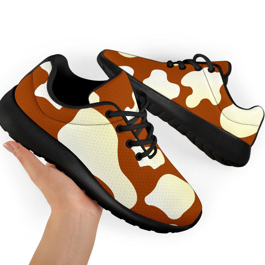 Chocolate And Milk Cow Print Sport Shoes GearFrost