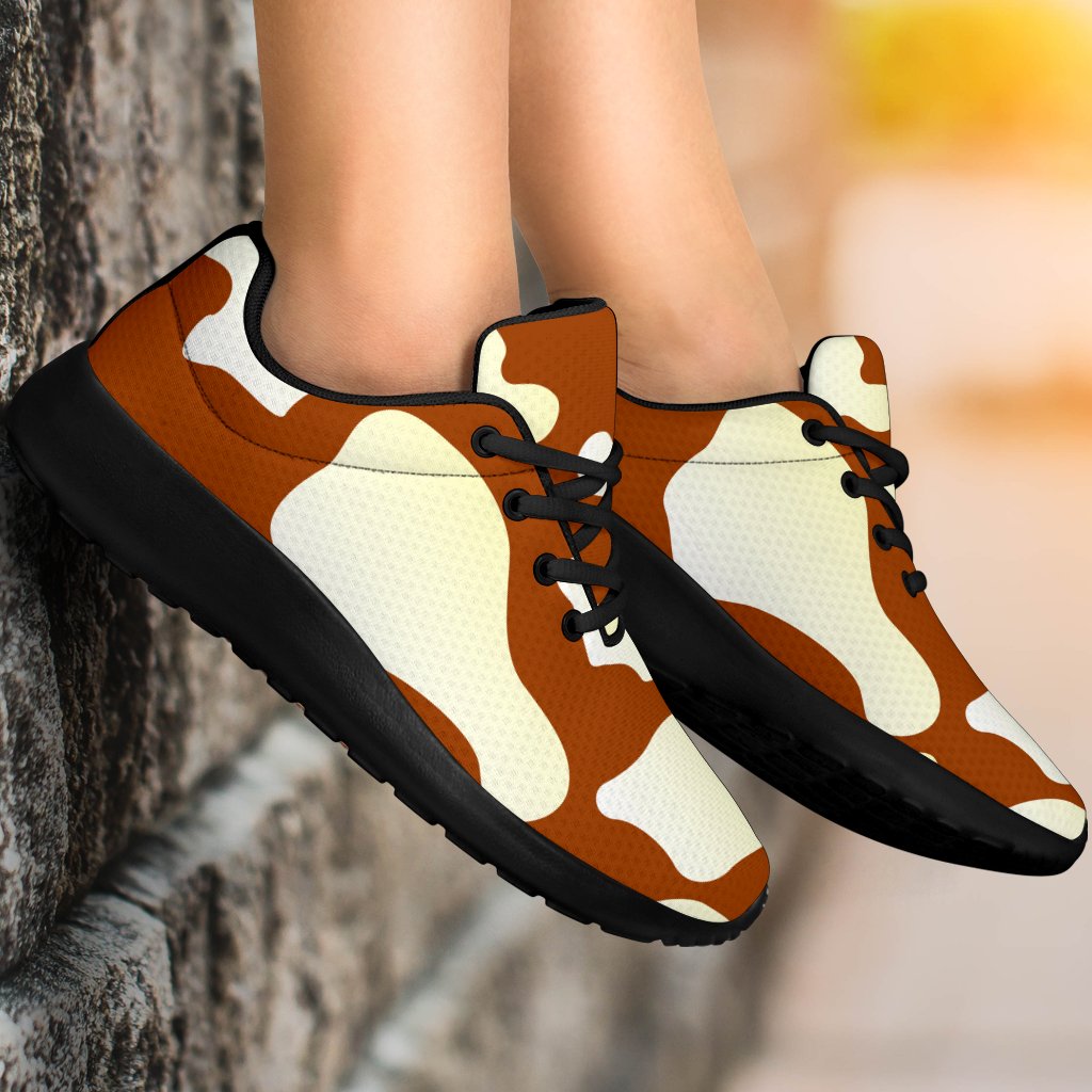 Chocolate And Milk Cow Print Sport Shoes GearFrost