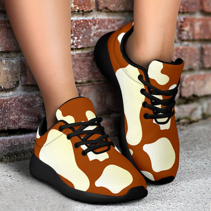 Chocolate And Milk Cow Print Sport Shoes GearFrost