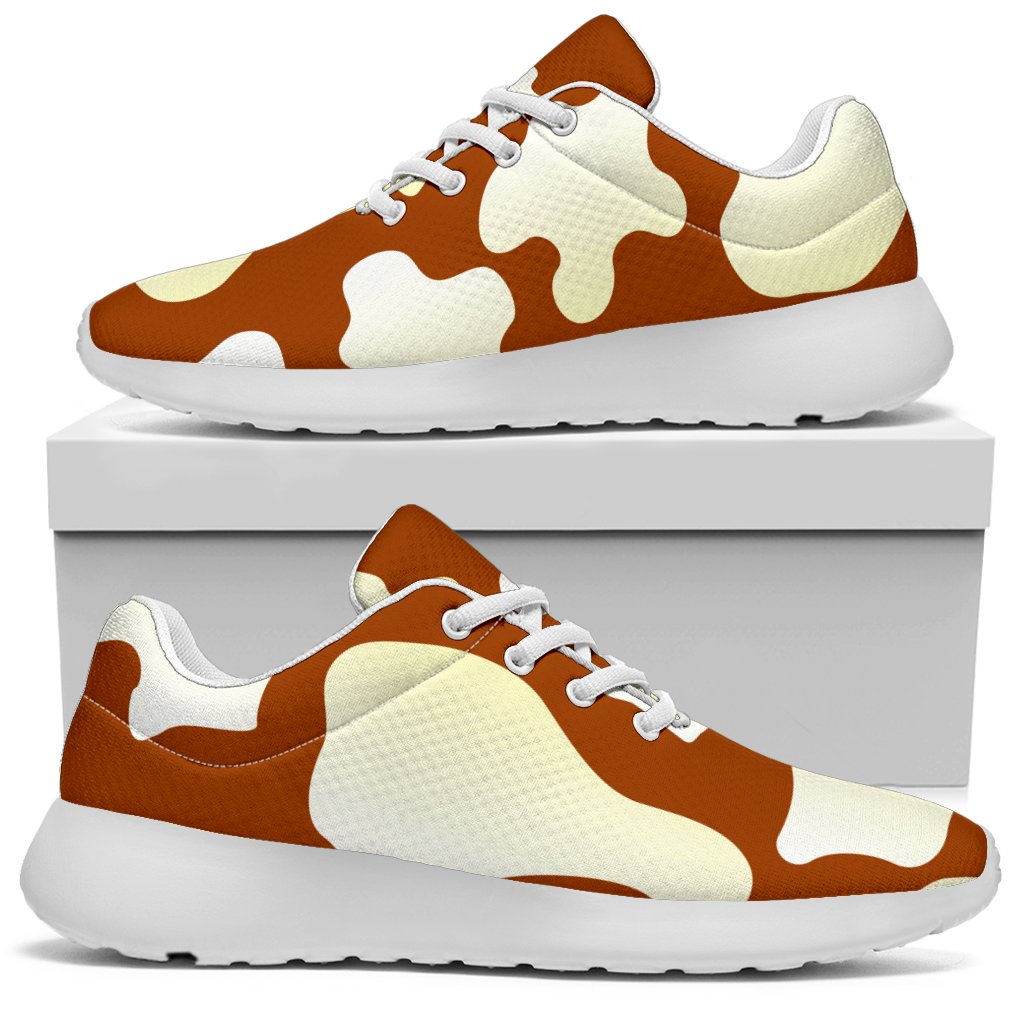 Chocolate And Milk Cow Print Sport Shoes GearFrost