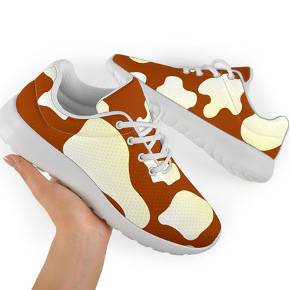 Chocolate And Milk Cow Print Sport Shoes GearFrost
