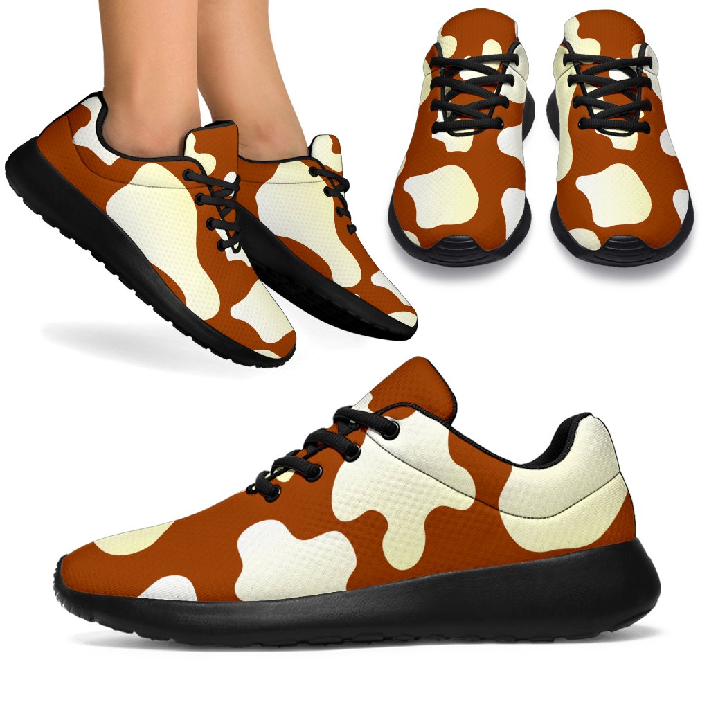 Chocolate And Milk Cow Print Sport Shoes GearFrost