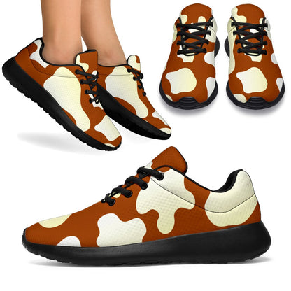 Chocolate And Milk Cow Print Sport Shoes GearFrost