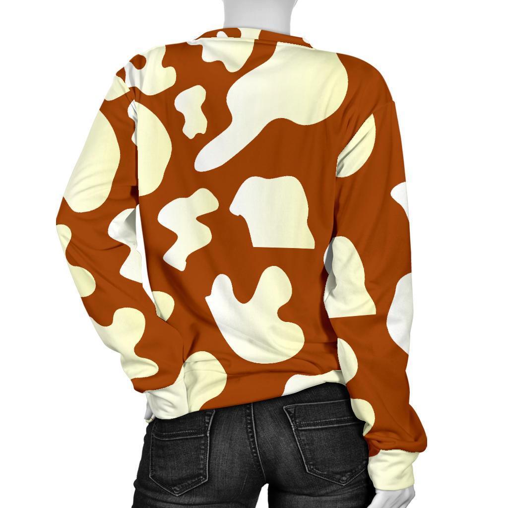 Chocolate And Milk Cow Print Women's Crewneck Sweatshirt GearFrost