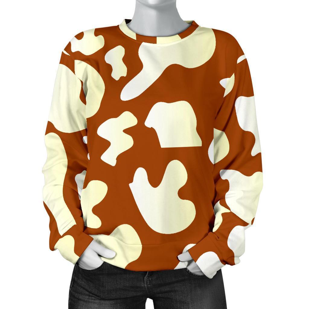 Chocolate And Milk Cow Print Women's Crewneck Sweatshirt GearFrost