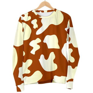 Chocolate And Milk Cow Print Women's Crewneck Sweatshirt GearFrost