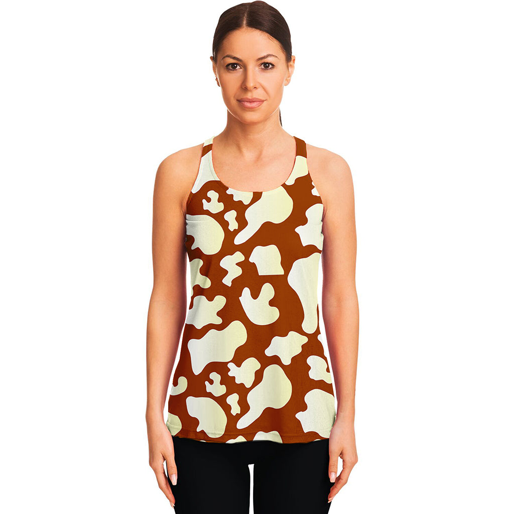 Chocolate And Milk Cow Print Women's Racerback Tank Top