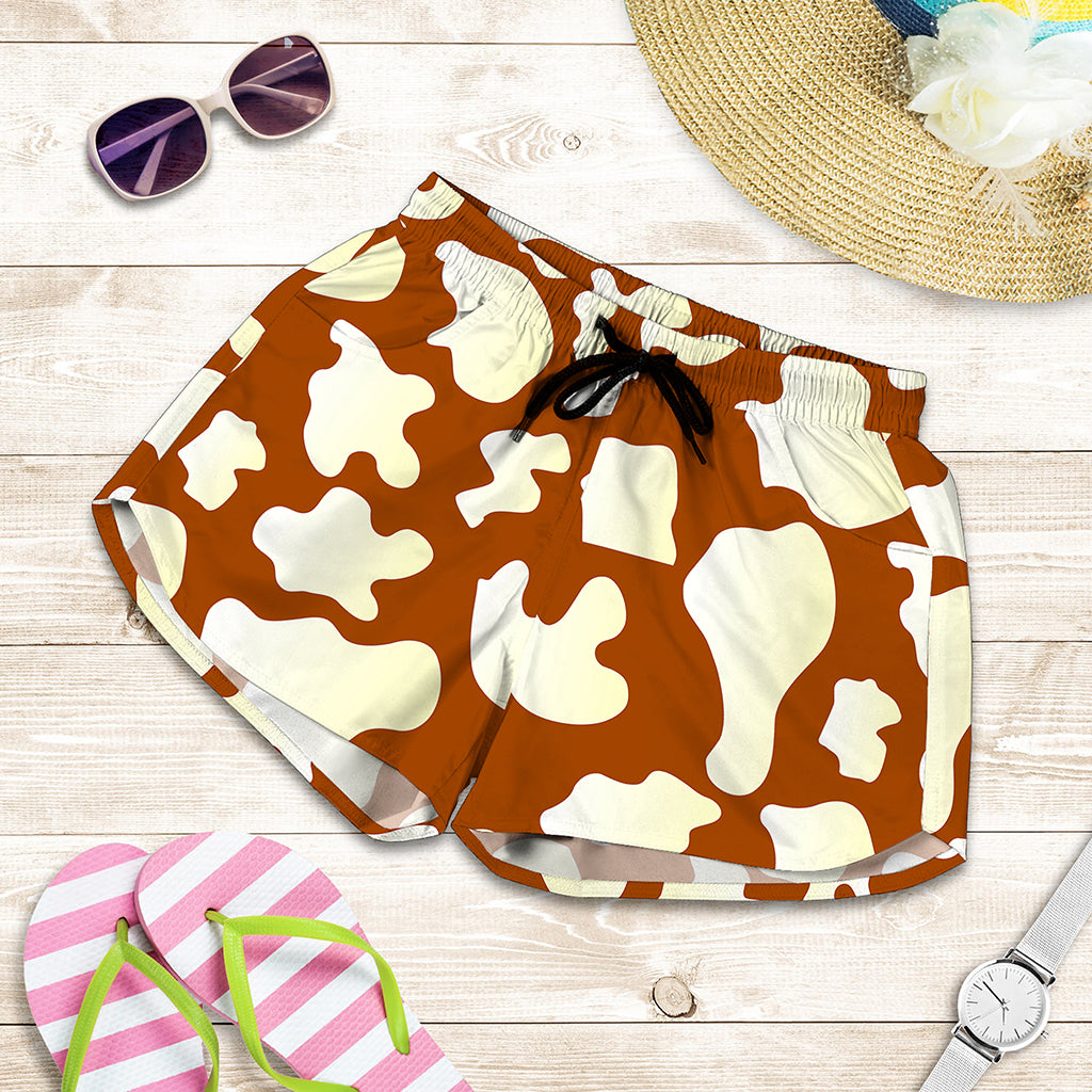Chocolate And Milk Cow Print Women's Shorts
