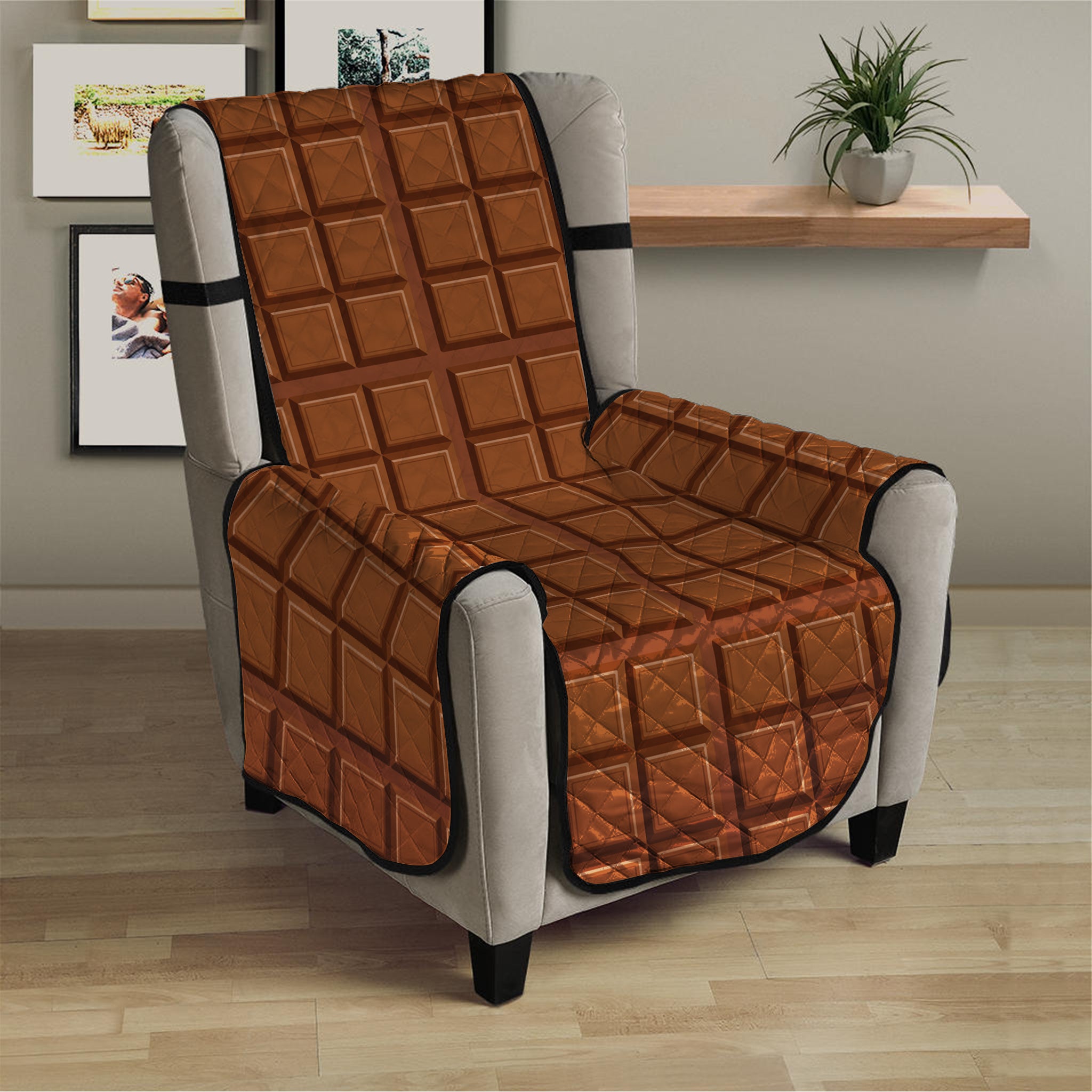 Chocolate Bar Pattern Print Armchair Protector