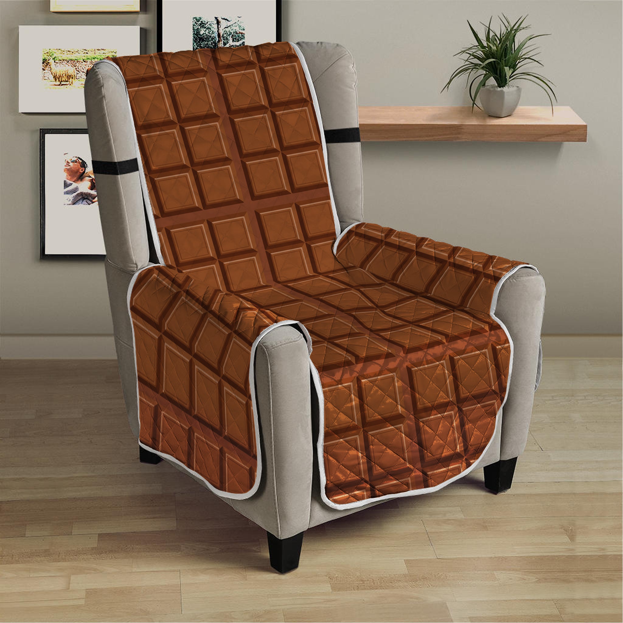 Chocolate Bar Pattern Print Armchair Protector