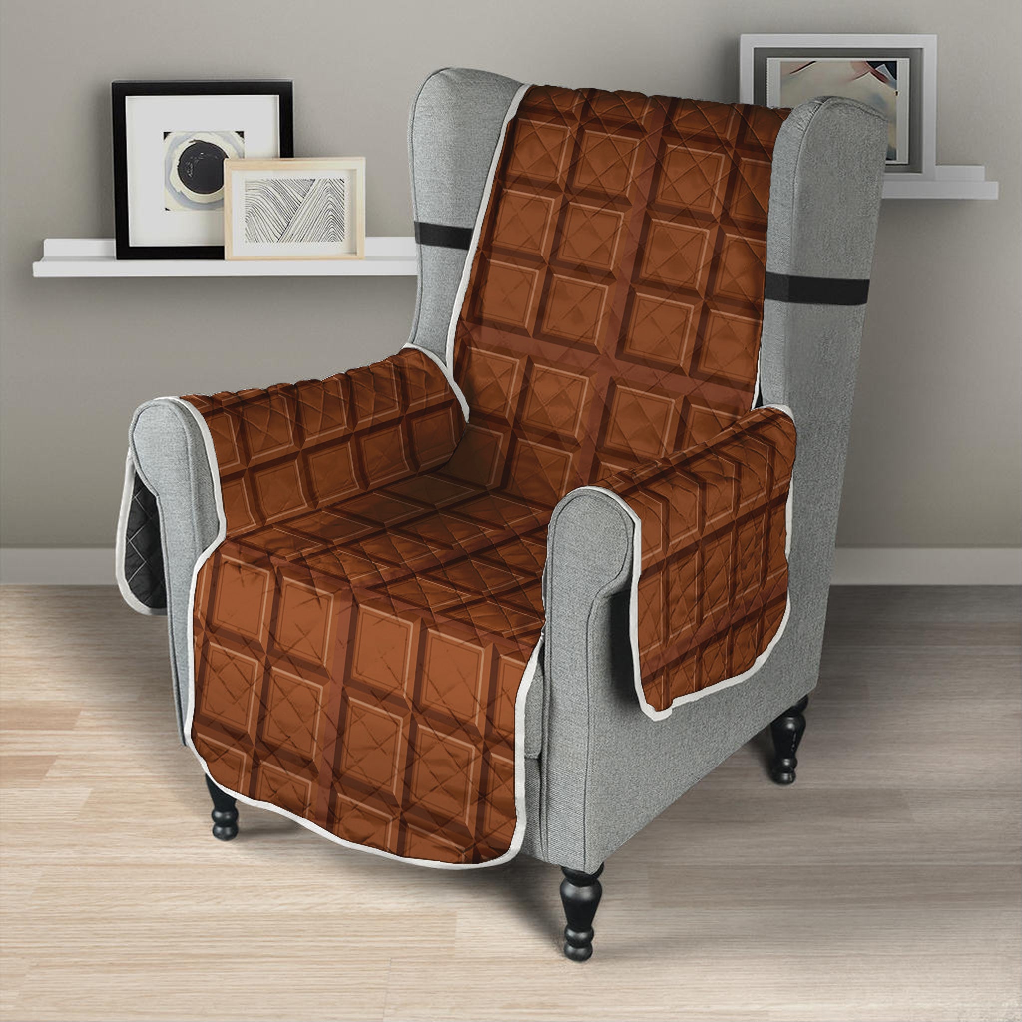 Chocolate Bar Pattern Print Armchair Protector