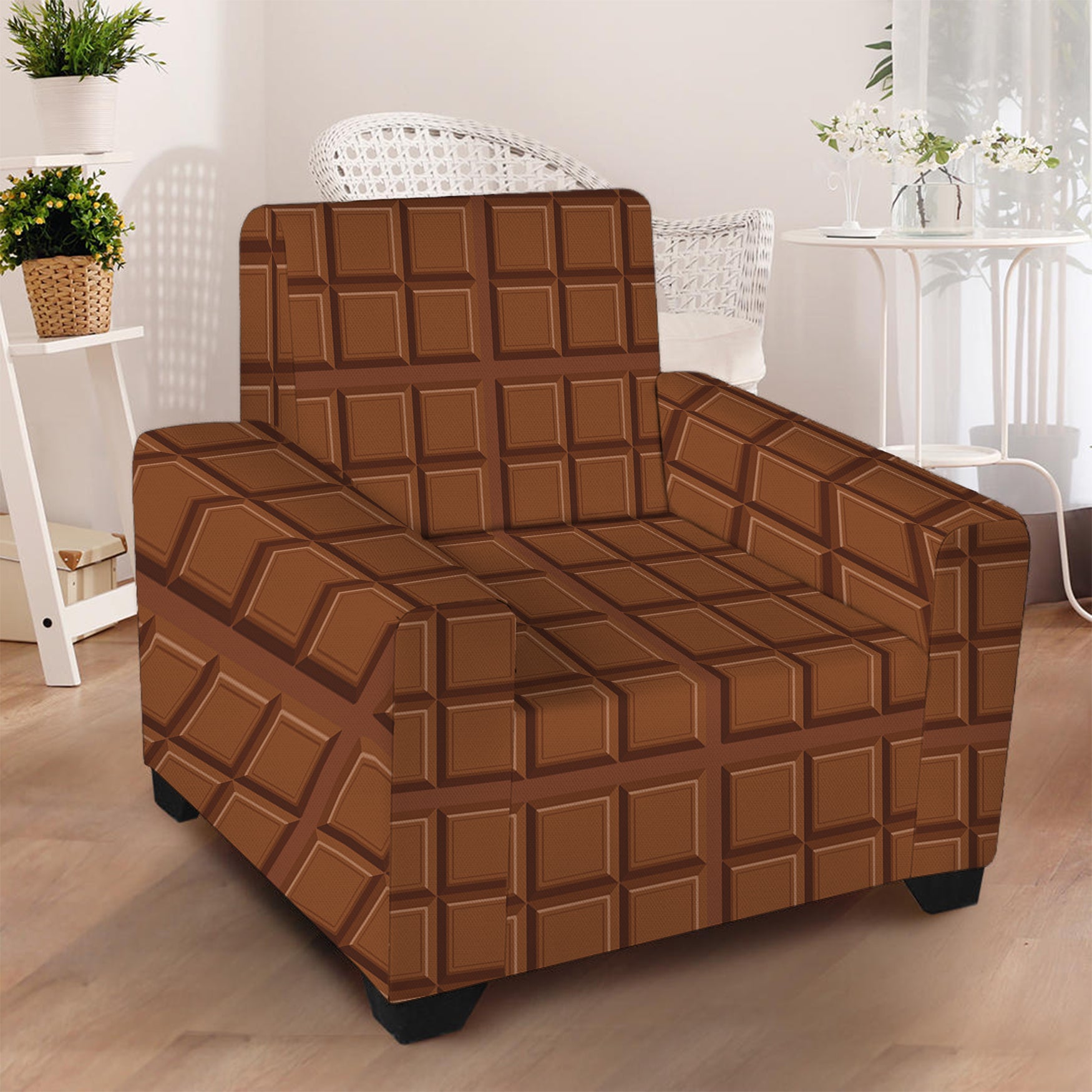 Chocolate Bar Pattern Print Armchair Slipcover