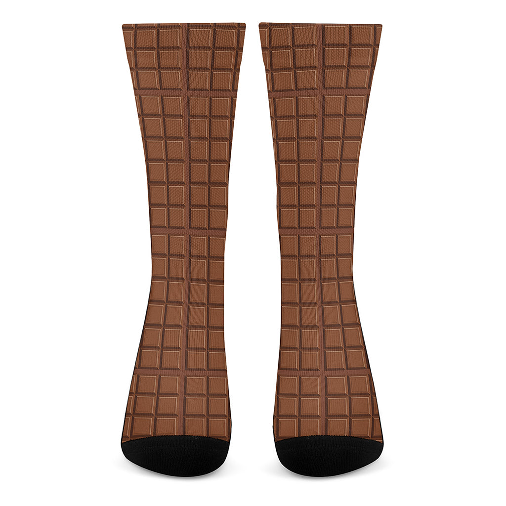 Chocolate Bar Pattern Print Crew Socks