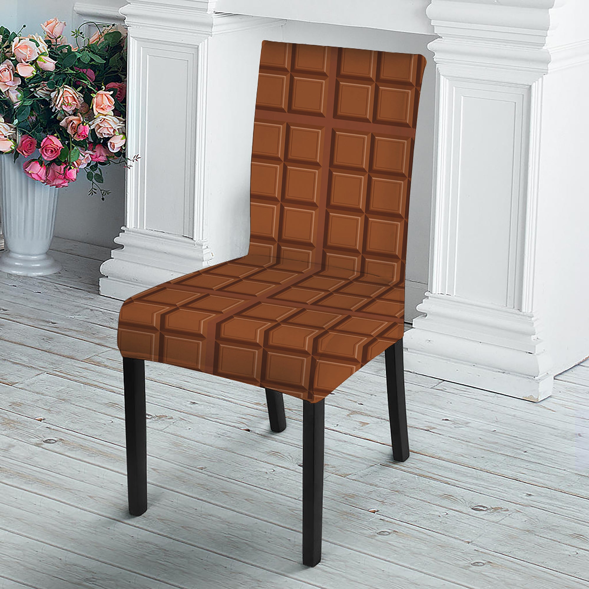 Chocolate Bar Pattern Print Dining Chair Slipcover