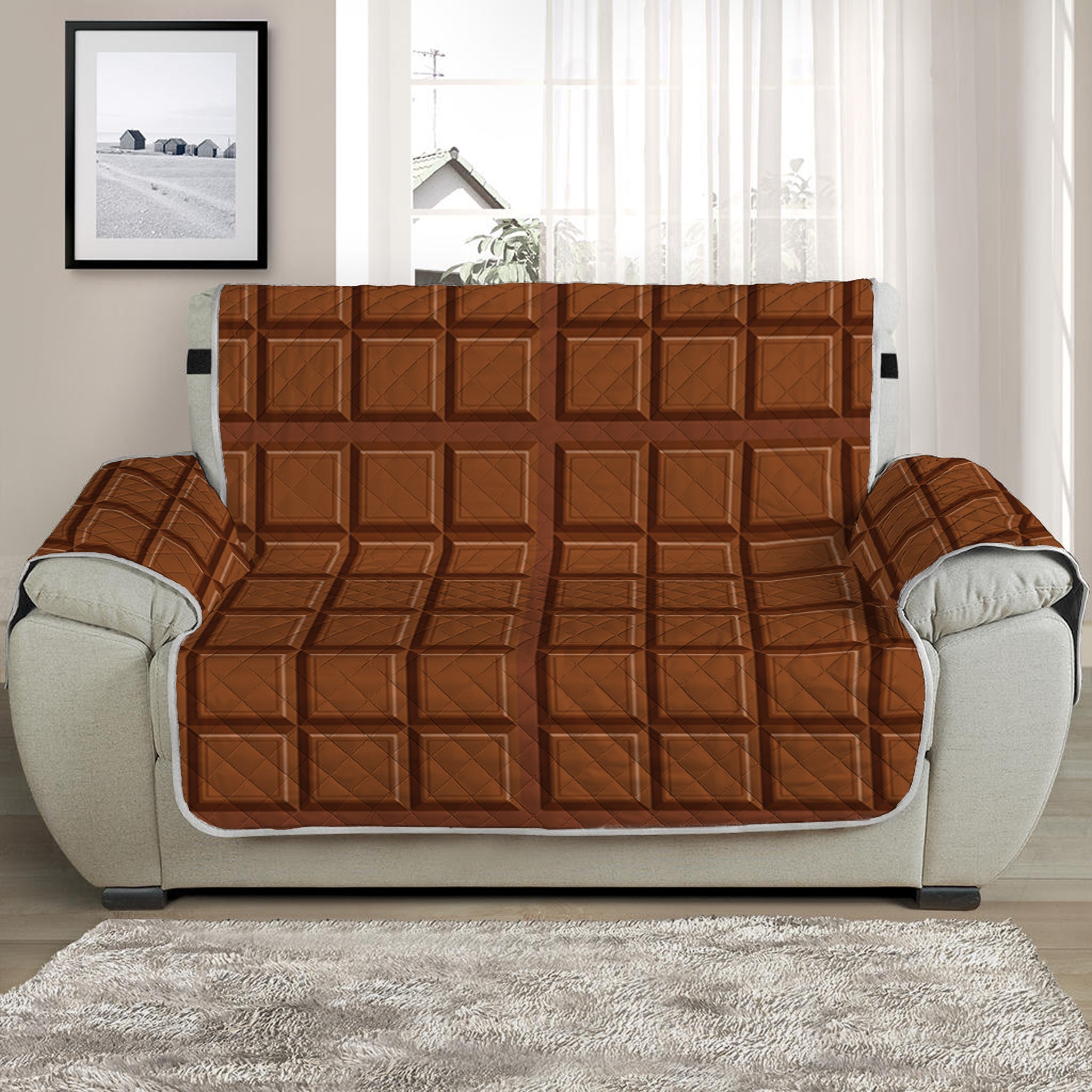 Chocolate Bar Pattern Print Half Sofa Protector